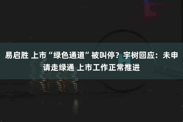 易启胜 上市“绿色通道”被叫停？宇树回应：未申请走绿通 上市工作正常推进