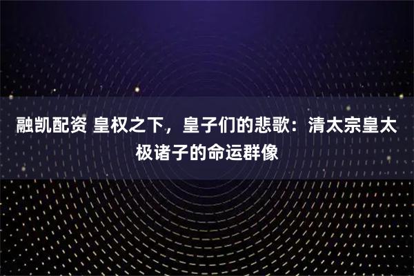 融凯配资 皇权之下，皇子们的悲歌：清太宗皇太极诸子的命运群像
